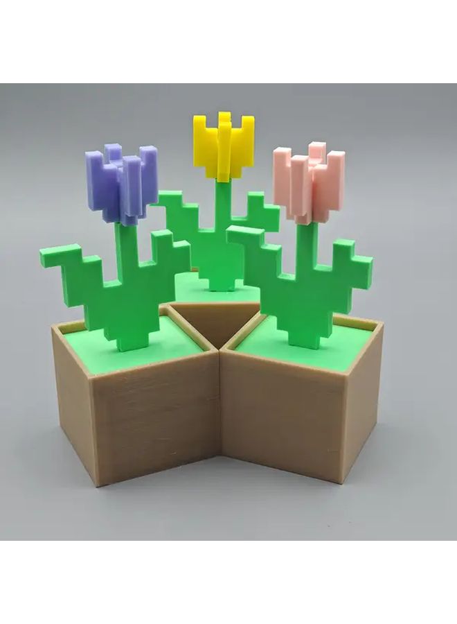Purple 3D Printed Pixel Tulip Decor Unique Home Accent for Bedroom - Image 2