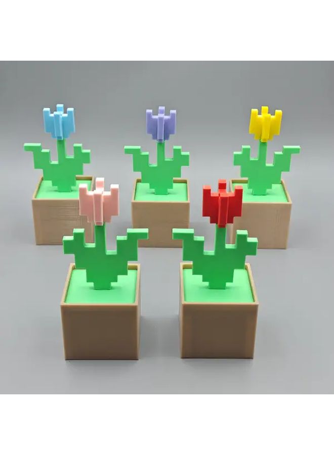Purple 3D Printed Pixel Tulip Decor Unique Home Accent for Bedroom - Image 1
