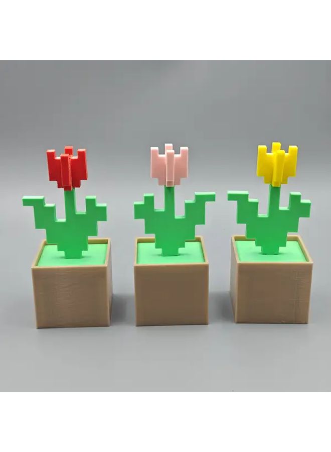 Purple 3D Printed Pixel Tulip Decor Unique Home Accent for Bedroom - Image 5