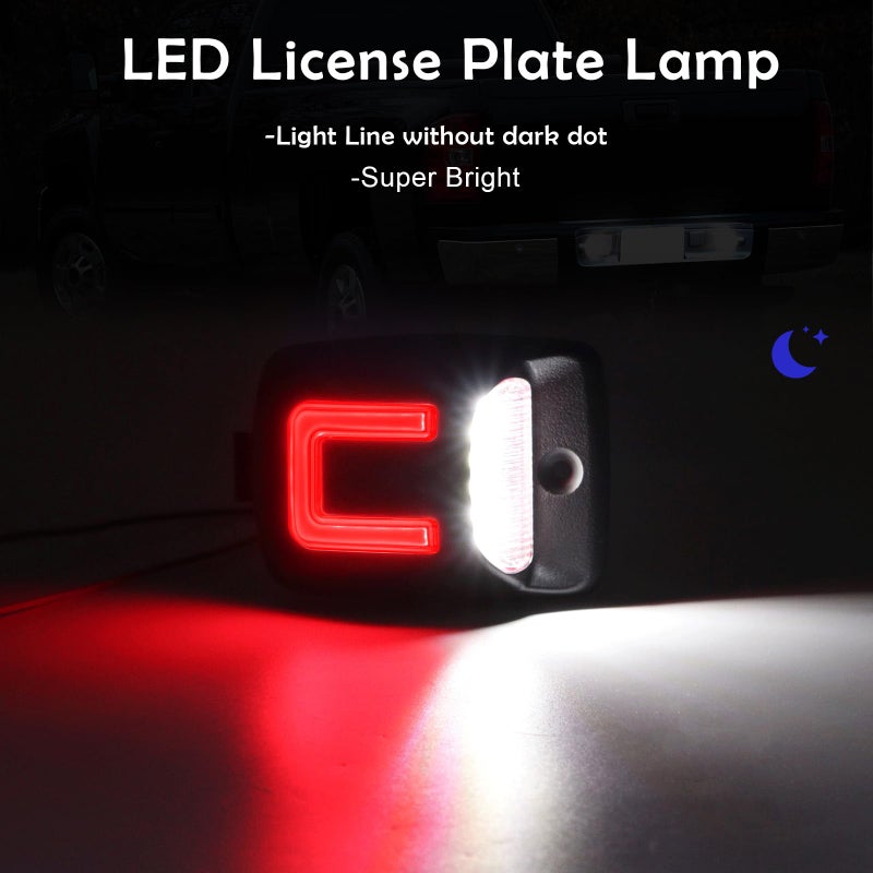 AUYICH LED License Plate Light Lamp Assembly Compatible with Tacoma 2005-2015, For Tundra 2000-2013, 2PCS Tag Lights for License Plate White & Red Lights, Clear Lens - Image 4