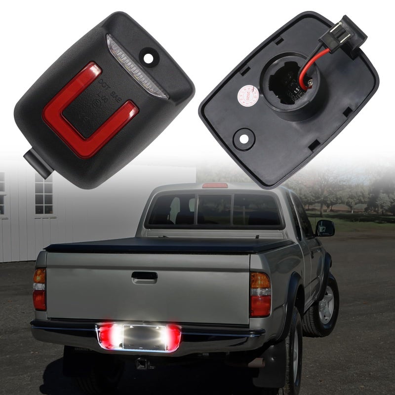 AUYICH LED License Plate Light Lamp Assembly Compatible with Tacoma 2005-2015, For Tundra 2000-2013, 2PCS Tag Lights for License Plate White & Red Lights, Clear Lens - Image 2