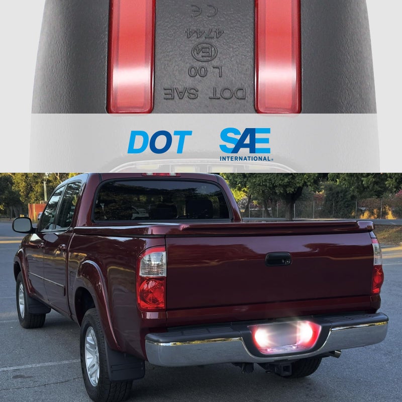 AUYICH LED License Plate Light Lamp Assembly Compatible with Tacoma 2005-2015, For Tundra 2000-2013, 2PCS Tag Lights for License Plate White & Red Lights, Clear Lens - Image 3