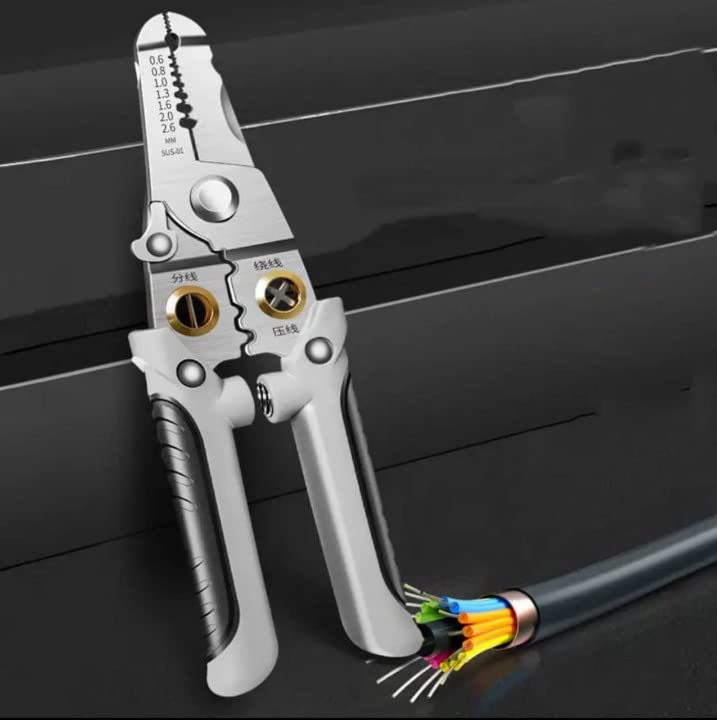 MVM EnterpriseGrey7 in 1 Multifunction Wire Pliers ToolSpecial Wire Stripper for Electrician for Electric Cable Stripping Cutting Cable Stripper and Crimping - Image 1