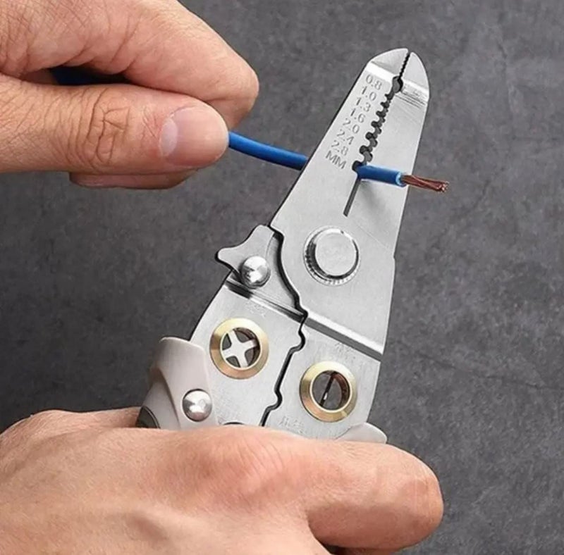 MVM EnterpriseGrey7 in 1 Multifunction Wire Pliers ToolSpecial Wire Stripper for Electrician for Electric Cable Stripping Cutting Cable Stripper and Crimping - Image 4