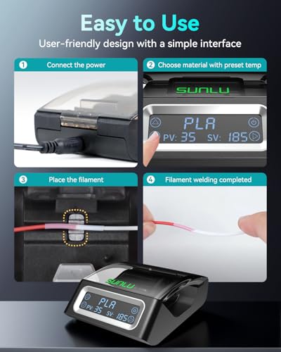 SUNLU Official Filament Connector, Fast Heating Filament Splicer for 3D Printer Filament 1.75mm, Up to 240°C, Compatible with PLA PETG TPU ABS PA Nylon, Easy to Use, Pack with 200PCS PTFE Sleeve - Image 3