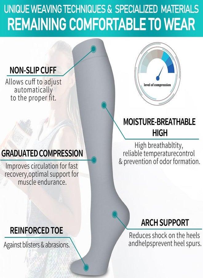 COOLOVER Copper Compression Socks for Women and Men(6 Pairs)-Best Support for Running, Athletic, Travel, 09b Apricot/White/Blue/Gray/Pink/Green, S-M - Image 5