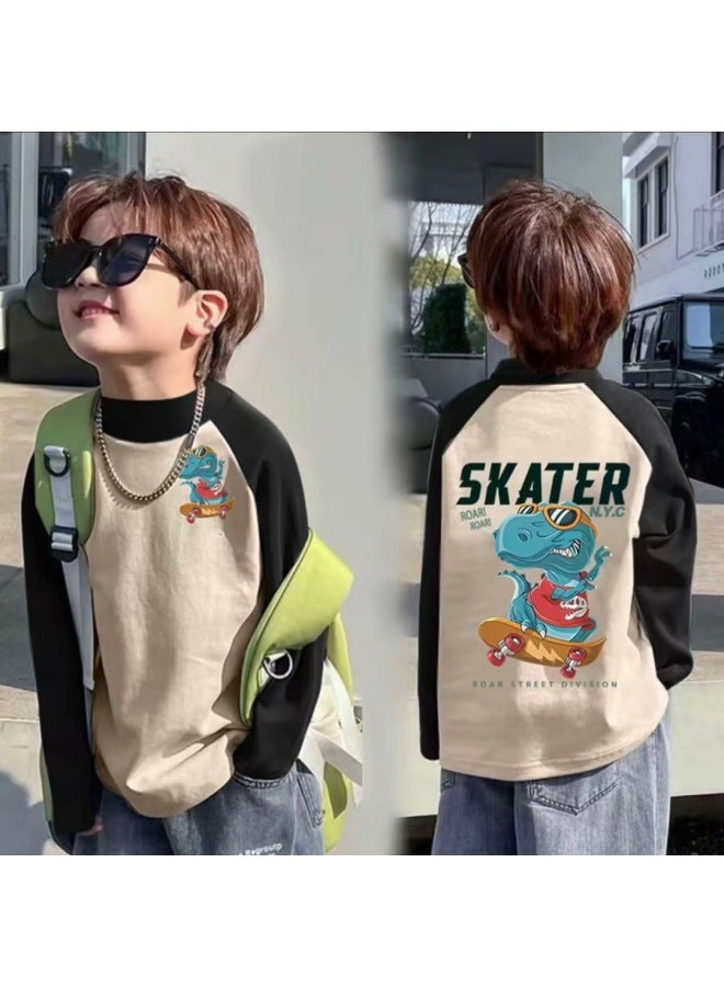 Boys' Thermal Base Layer Shirt, And Winter Children's Half-high Collar Long-sleeve T-shirt For Older Boys