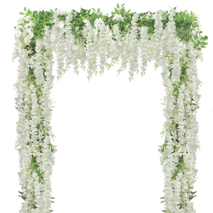 UARTLINES 10PCS 72 FTPIECE ARTIFICIAL WISTERIA GARLAND SILK FAKE WHITE WISTERIA FLOWERS HANGING GREENERY VINES GARLANDS RATTAN FOR HOME GARDEN WEDDING ARCH PARTY INDOOR OUTDOOR DCOR