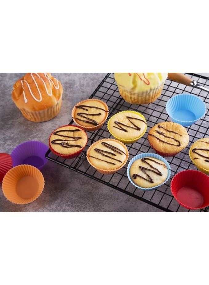 Premium Silicone Cupcake & Muffin Molds – 12-Piece Set (3 Heart + 9 Round) – Non-Stick, Reusable & Oven Safe Baking Cups - Image 3