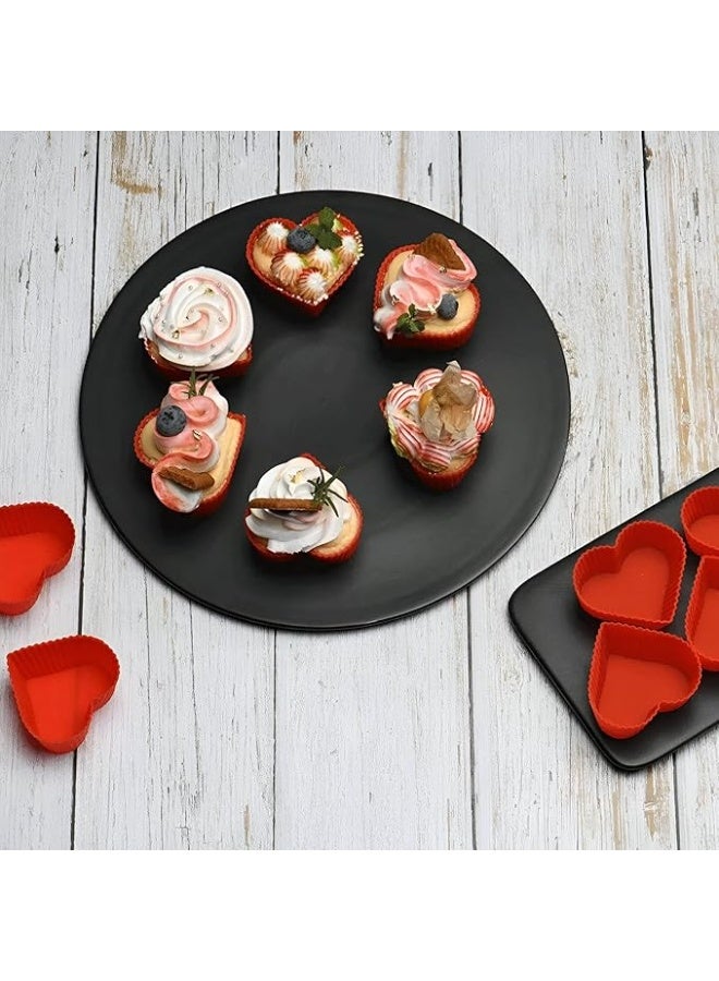 Premium Silicone Cupcake & Muffin Molds – 12-Piece Set (3 Heart + 9 Round) – Non-Stick, Reusable & Oven Safe Baking Cups - Image 4