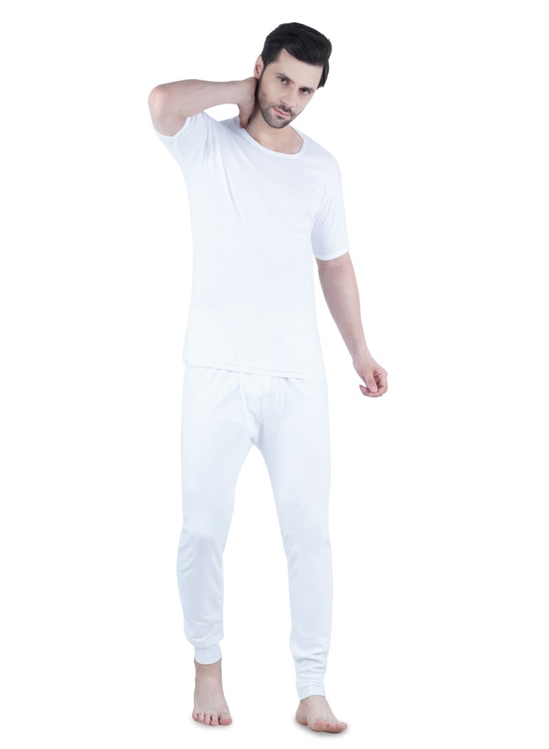 WHITE LEAF Men's O-Neck Undershirt Vest Half Sleeve 3PCS Pack – 100% Combed Cotton Breathable Comfortable Innerwear, White - Image 3