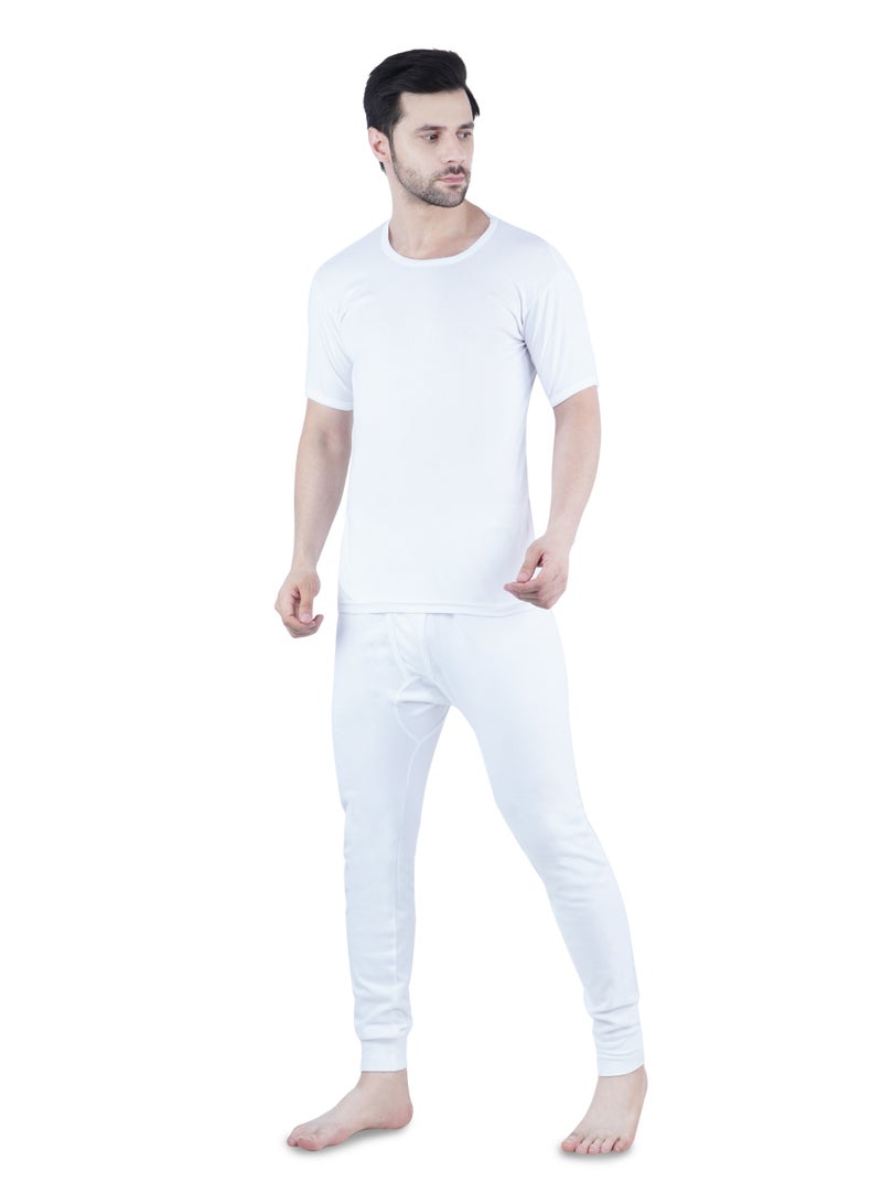 WHITE LEAF Men's O-Neck Undershirt Vest Half Sleeve 3PCS Pack – 100% Combed Cotton Breathable Comfortable Innerwear, White - Image 4