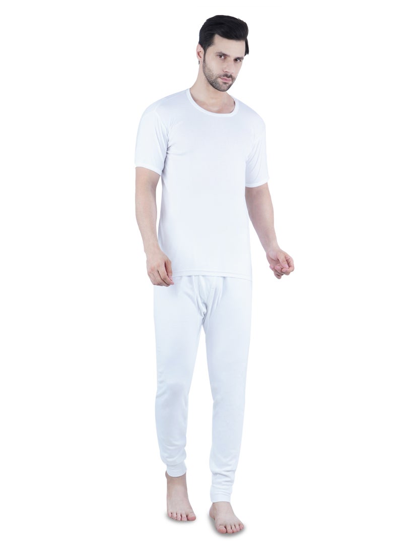 WHITE LEAF Men's O-Neck Undershirt Vest Half Sleeve 3PCS Pack – 100% Combed Cotton Breathable Comfortable Innerwear, White - Image 2