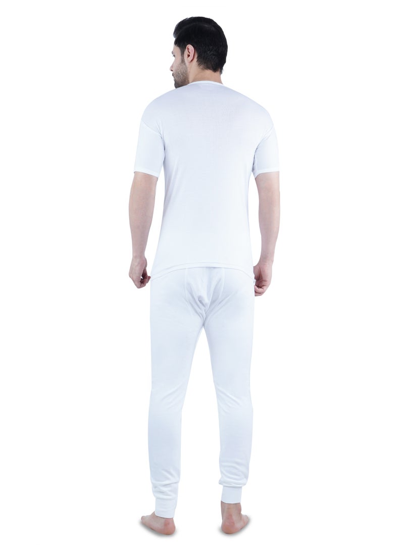 WHITE LEAF Men's O-Neck Undershirt Vest Half Sleeve 3PCS Pack – 100% Combed Cotton Breathable Comfortable Innerwear, White - Image 5