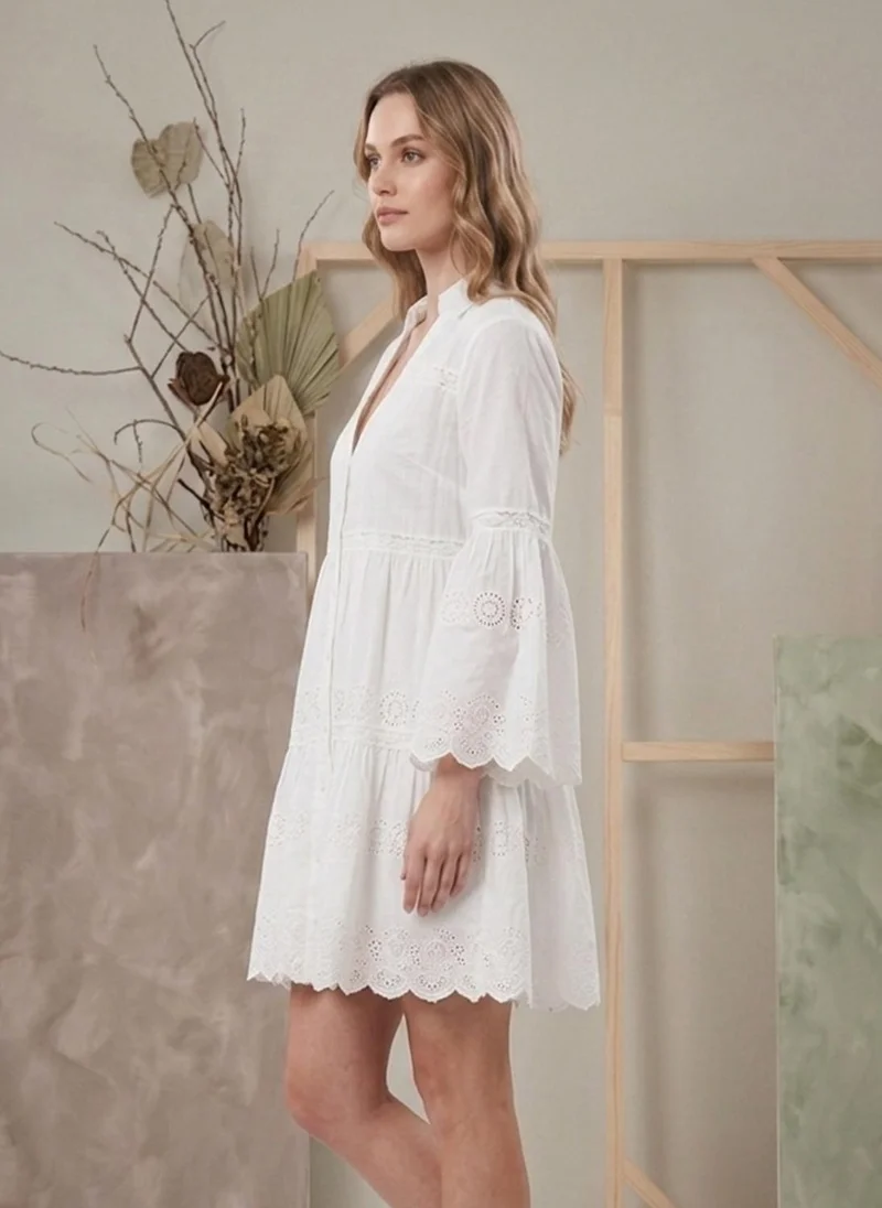 Alaya white Women   Cotton Midi Dress -AL3717 for Women | Best Price UAE
