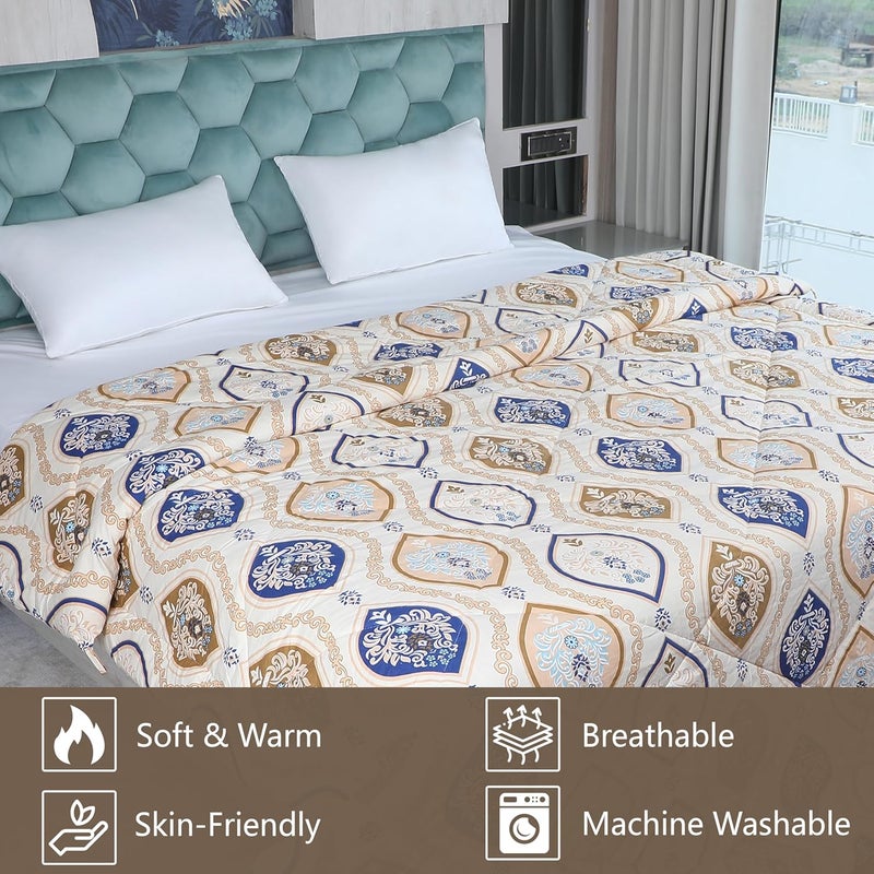 AVI 200 GSM Microfiber Winter Comforters for Single Bed | 180 TC Poly Cotton Printed AC Comforter Blanket Quilt | Size 152cm x 228cm (Golden) - Image 2