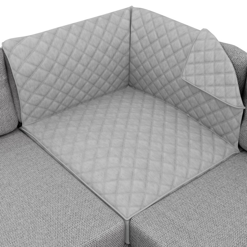 Sofa Shield Patented Sectional Slip Cover Large Cushion Protector Reversible Stain and Dog Tear Resistant Slipcover Quilted Polyester 30x30in Seat Washable Covers for Dogs Pets Kids Light Gray