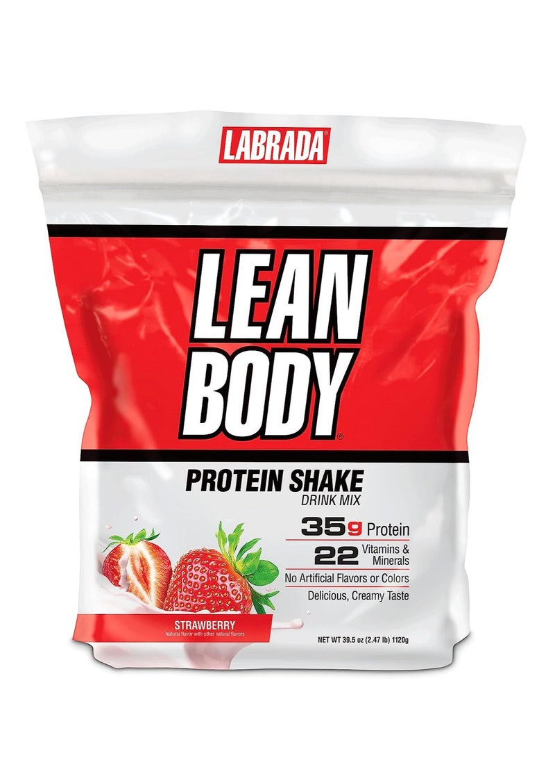 LABRADA Lean Body Hi-Protein Meal Replacement Shake Strawberry 2.47 Pound - Image 1