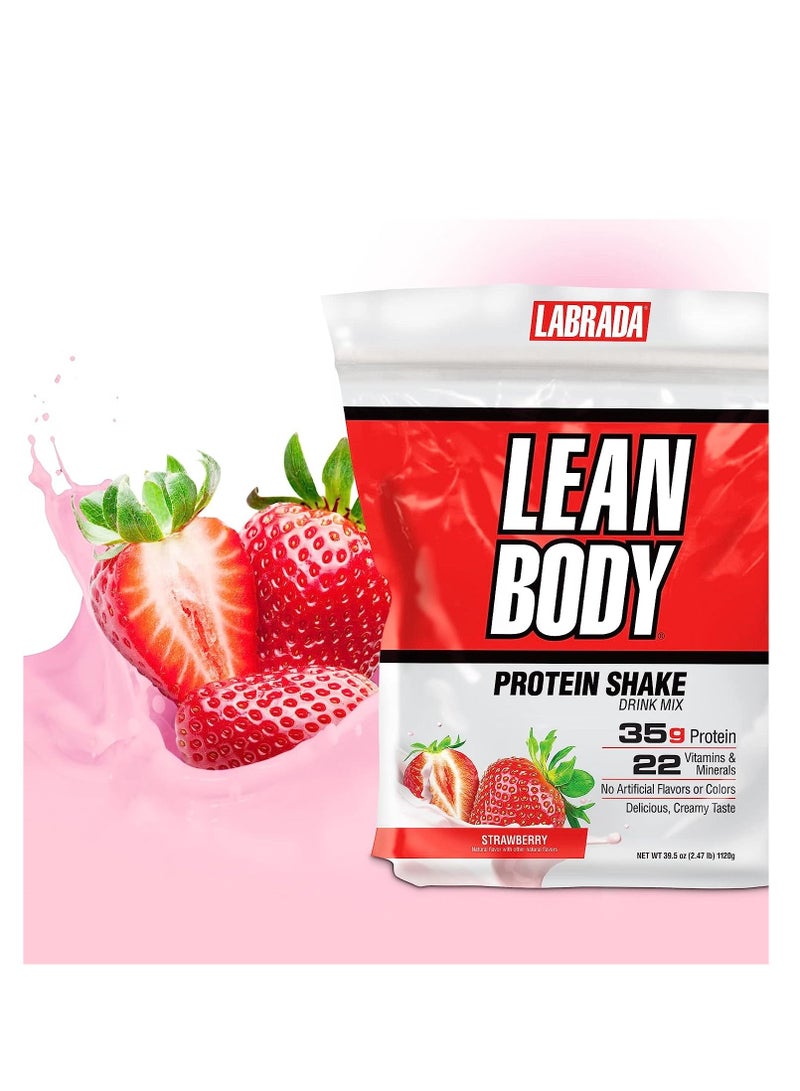 LABRADA Lean Body Hi-Protein Meal Replacement Shake Strawberry 2.47 Pound - Image 2