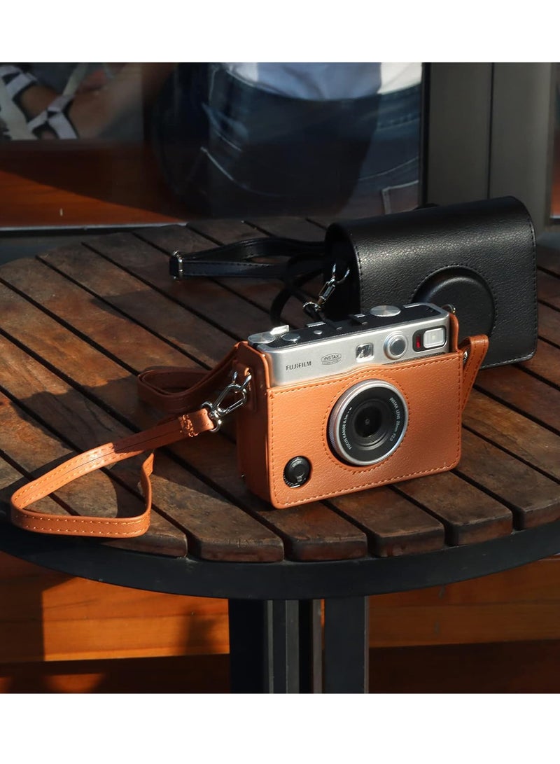 Mini Evo Case for Fujifilm Instax Mini Evo Instant Camera Retro Vintage Pu Leather with Adjustable shoulder Strap Carrying Bag Accessories,Retro Vintage(Brown)  - Image 2