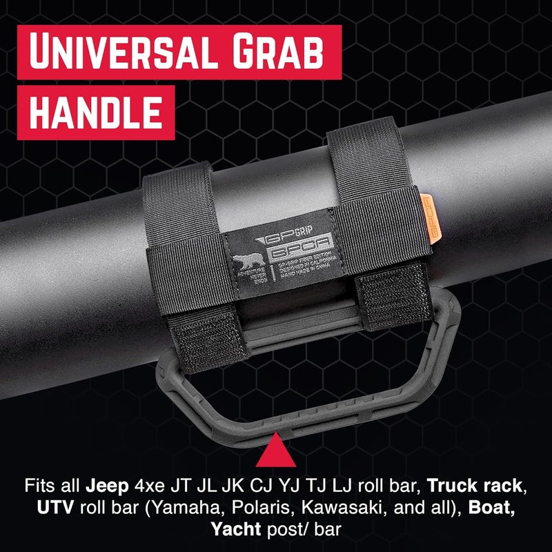 GPCA Universal Grab Handle for Jeep Wrangler(1997-2023), UTVs, ATV, Boats and More, Foldable Roll Bar Grab Handle & Headrest Hand Grip Combo Pack (4+2pack, Black) - Image 2