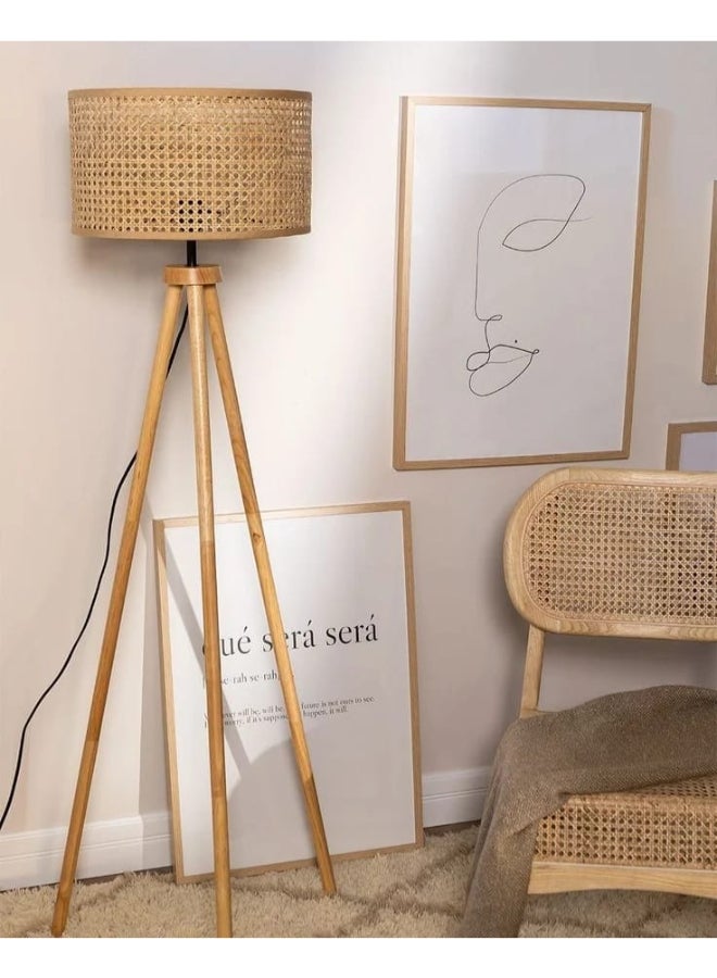 Rattan-Boho Floor Lamp Beige 40x150 cm