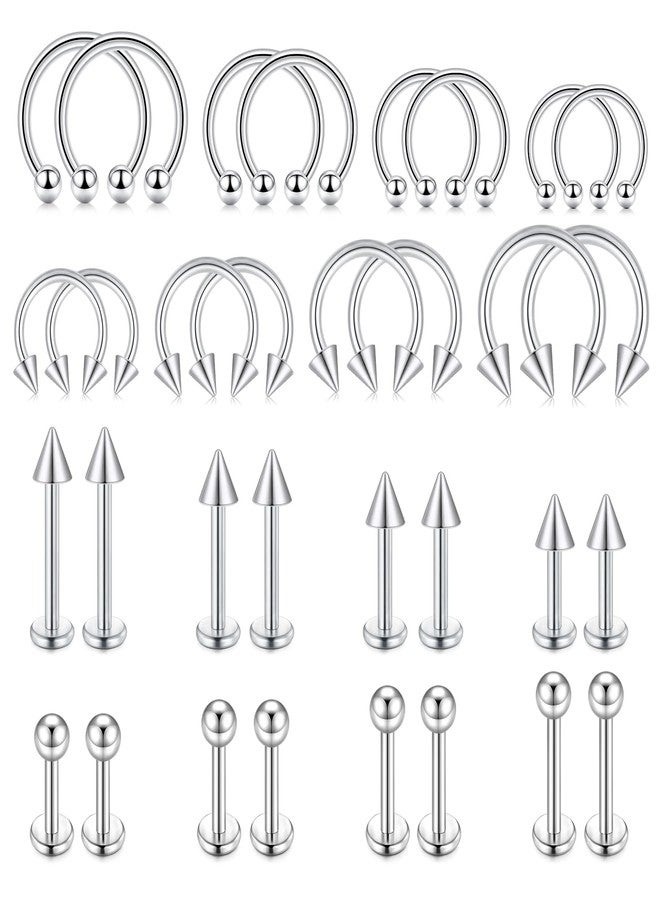 D.Bella 16G Lip Rings Labret Studs Horseshoe Septum Nose Ear Lip Hoop Piercing Tragus Cartilage Helix Daith Piercing Surgical Steel Body Piercing Jewelry for Women Men - Image 1