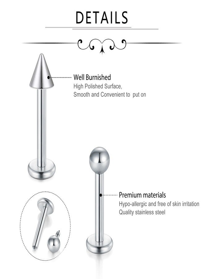 D.Bella 16G Lip Rings Labret Studs Horseshoe Septum Nose Ear Lip Hoop Piercing Tragus Cartilage Helix Daith Piercing Surgical Steel Body Piercing Jewelry for Women Men - Image 5