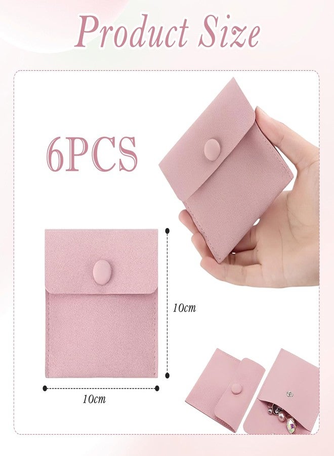 TecoKart® 6 Pcs Jewellery Organisers Pouch, Soft Portable Jewellery Organiser for Storage | Elegant Pink Jewellery Pouches for Earrings, Necklaces & Rings - Image 2