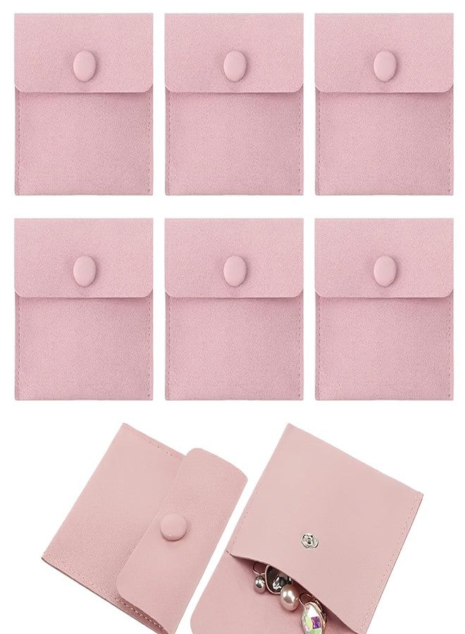 TecoKart® 6 Pcs Jewellery Organisers Pouch, Soft Portable Jewellery Organiser for Storage | Elegant Pink Jewellery Pouches for Earrings, Necklaces & Rings - Image 1