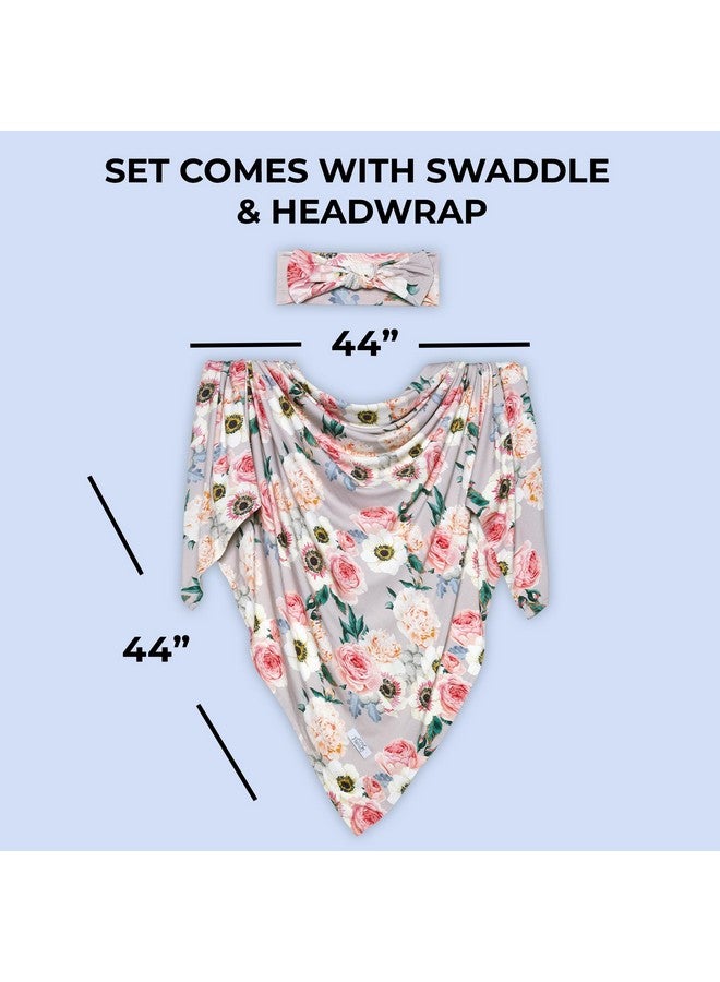 Posh Peanut Swaddle Blanket & Headband Set - Viscose from Bamboo Stretchy Baby Swaddle for Newborn Girls, Receiving Blanket or Nursing Cover - Image 5