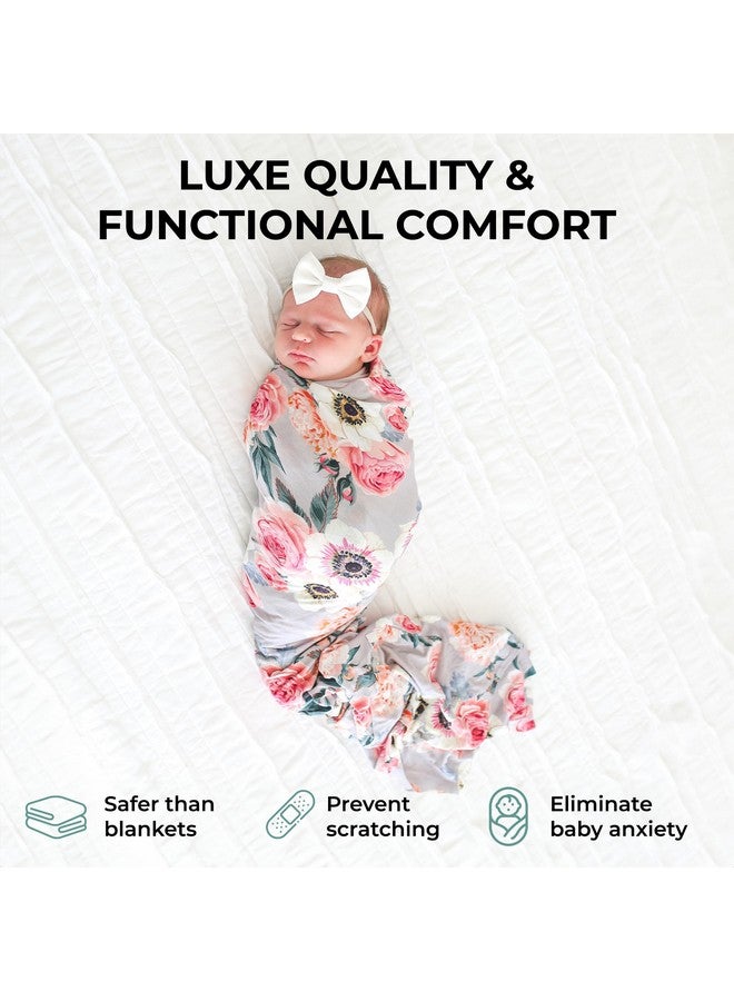 Posh Peanut Swaddle Blanket & Headband Set - Viscose from Bamboo Stretchy Baby Swaddle for Newborn Girls, Receiving Blanket or Nursing Cover - Image 2