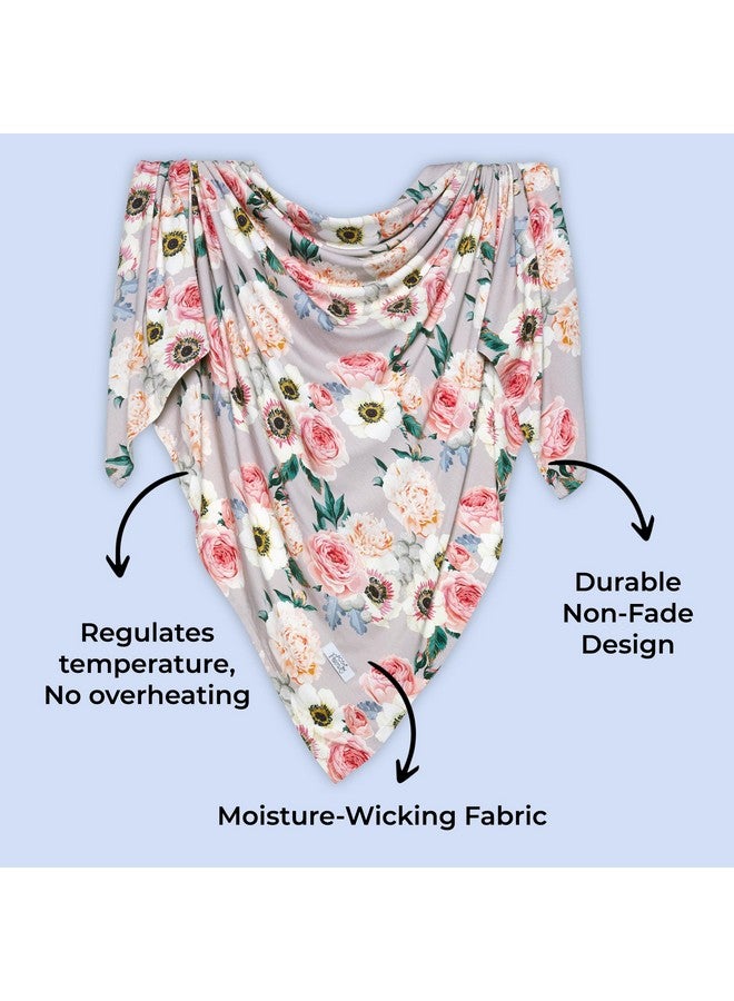 Posh Peanut Swaddle Blanket & Headband Set - Viscose from Bamboo Stretchy Baby Swaddle for Newborn Girls, Receiving Blanket or Nursing Cover - Image 3