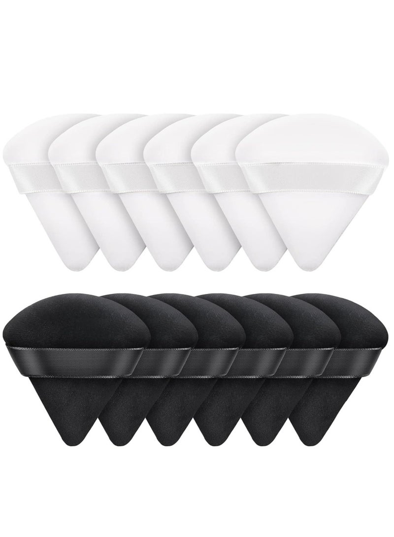 Generic 12 PCS Powder Puffs Triangle Makeup Puff Velvet Setting Puff with Handle for Loose Powder Cosmetic Foundation Wet Dry Beauty Makeup Tool  - Image 1