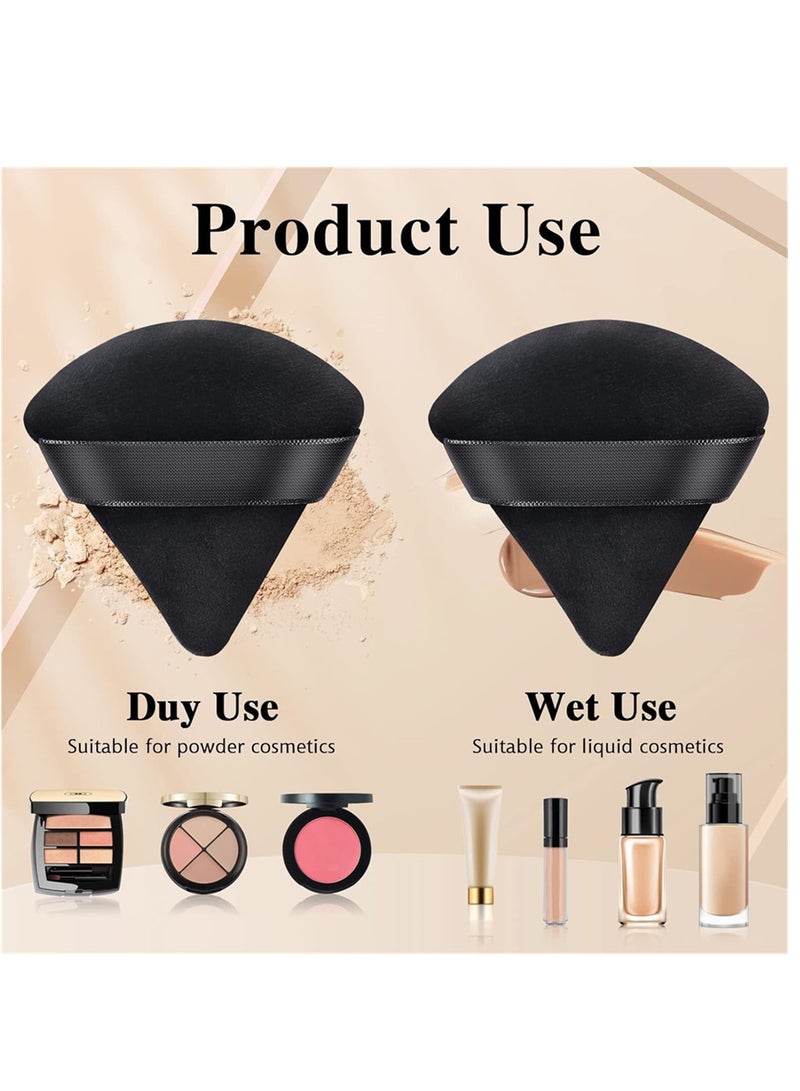 Generic 12 PCS Powder Puffs Triangle Makeup Puff Velvet Setting Puff with Handle for Loose Powder Cosmetic Foundation Wet Dry Beauty Makeup Tool  - Image 4