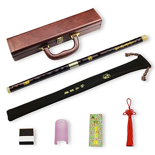 PHYSKOW C Key Dizi Professional Rosewood Flute with Free Membrane & Glue & Protector Set Traditional Chinese Instrument (Key of C/Professional Rosewood) - Image 1