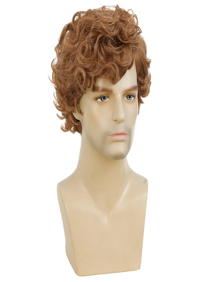 تسيسيس شعر مستعار رجالي مجعد أشقر قصير ذو طبقات كثيفة ومظهر صناعي مع فرق جانبي، مناسب لحفلات الهالوين وأزياء التنكر (أشقر). - Image 3