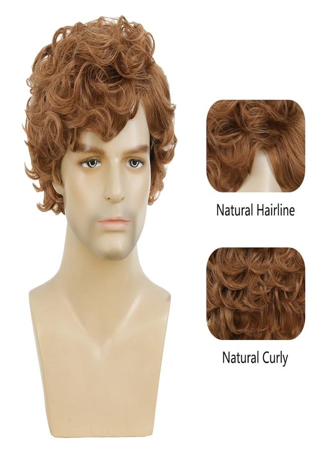 تسيسيس شعر مستعار رجالي مجعد أشقر قصير ذو طبقات كثيفة ومظهر صناعي مع فرق جانبي، مناسب لحفلات الهالوين وأزياء التنكر (أشقر). - Image 2