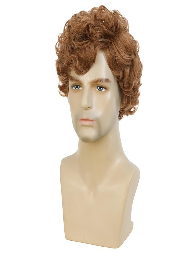 تسيسيس شعر مستعار رجالي مجعد أشقر قصير ذو طبقات كثيفة ومظهر صناعي مع فرق جانبي، مناسب لحفلات الهالوين وأزياء التنكر (أشقر). - Image 4