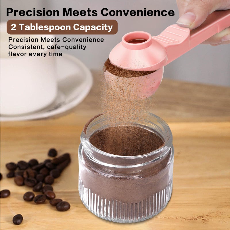 CEILUPY 2-in-1 Coffee Scoop with Funnel, 2 Teaspoon Measuring Spoon for Reusable K Cups, Ground Coffee, Protein Powder & Tea, Mess-Free Plastic Design (Pink) - Image 3