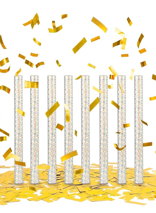 BATTIFE Confetti Wands, 7.8inch Confetti Shoot Poppers, Tissue Paper Flick Flutter Sticks for Wedding Celebrations, Anniversary, Birthday Parties, Gold (8Pack) - Image 1