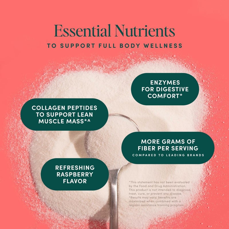 Bio Me GLP1 Support  MultiBenefit GLP1 Powder for Weight Management  Digestive Health  Sustain Energy Levels  7g Fiber 14g Collagen Protein  Digestive Enzymes  24 Servings Raspberry - Image 3