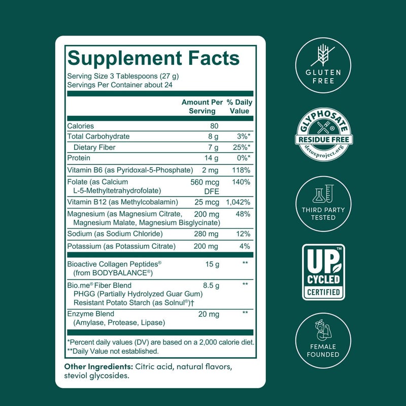 Bio Me GLP1 Support  MultiBenefit GLP1 Powder for Weight Management  Digestive Health  Sustain Energy Levels  7g Fiber 14g Collagen Protein  Digestive Enzymes  24 Servings Raspberry - Image 4