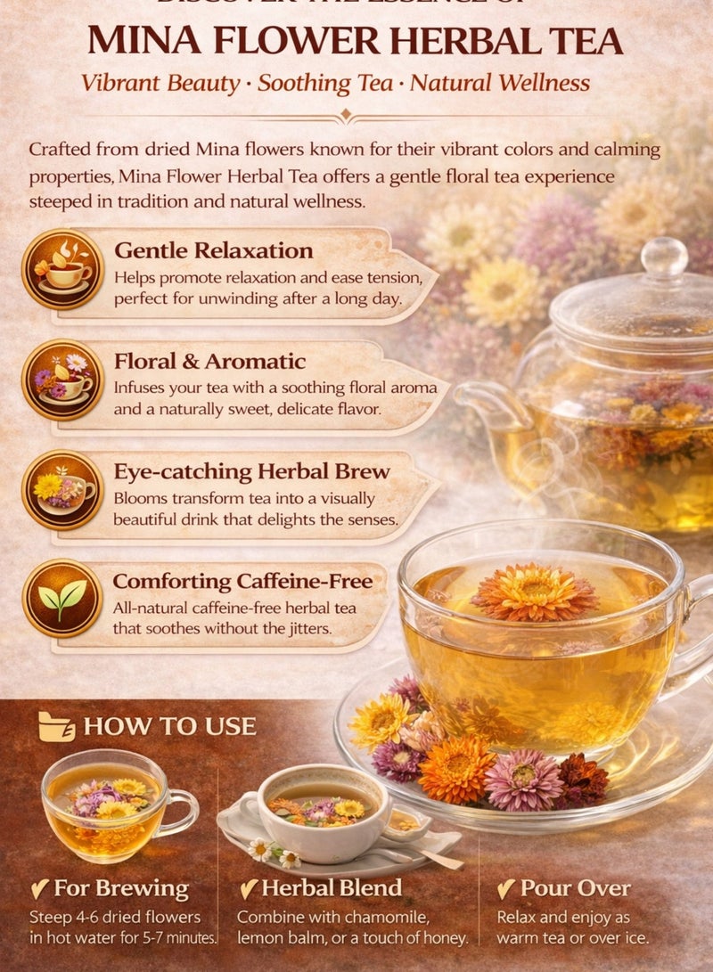 زهر زهور مينا المجففة (زهر مينا مجفف) - زهور دائمة / زهور القش (هيليكريسوم) | زهور طبيعية مجففة فاخرة للاستخدام في البستنة والزراعة العضوية والأعشاب والشاي. - Image 2