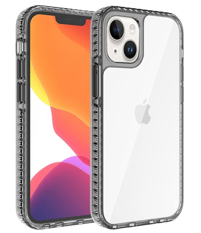RIGGEAR Crystal Hybrid Transparent iPhone 14 Plus Back Cover Case (TPU+PC | Clear Black Bumper) - Image 1