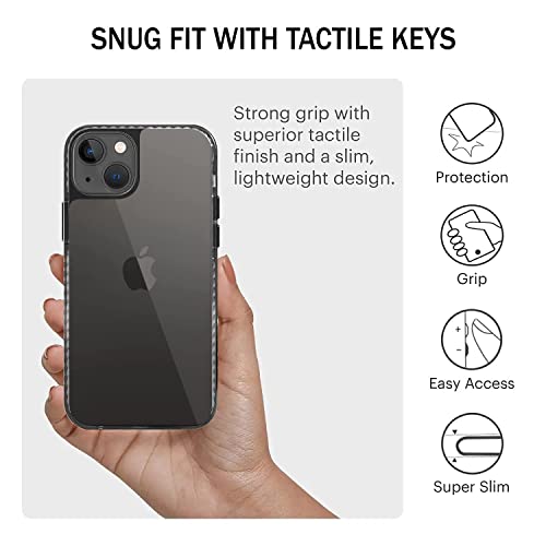 RIGGEAR Crystal Hybrid Transparent iPhone 14 Plus Back Cover Case (TPU+PC | Clear Black Bumper) - Image 5