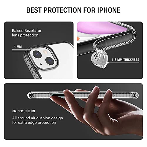 RIGGEAR Crystal Hybrid Transparent iPhone 14 Plus Back Cover Case (TPU+PC | Clear Black Bumper) - Image 3