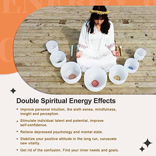 CVNC 432HZ 7-12 Inch Chakra Symbol Design Frosted Quartz Crystal Singing Bowl with 2 PCS Travel Carry Case Bag for Sound Healing - Image 3