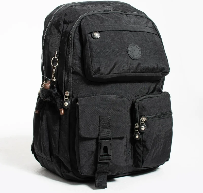 دومينو Crinkle Waterproof Large Size Black Clinkir Backpack/laptop Travel School Bag 15.6 High School