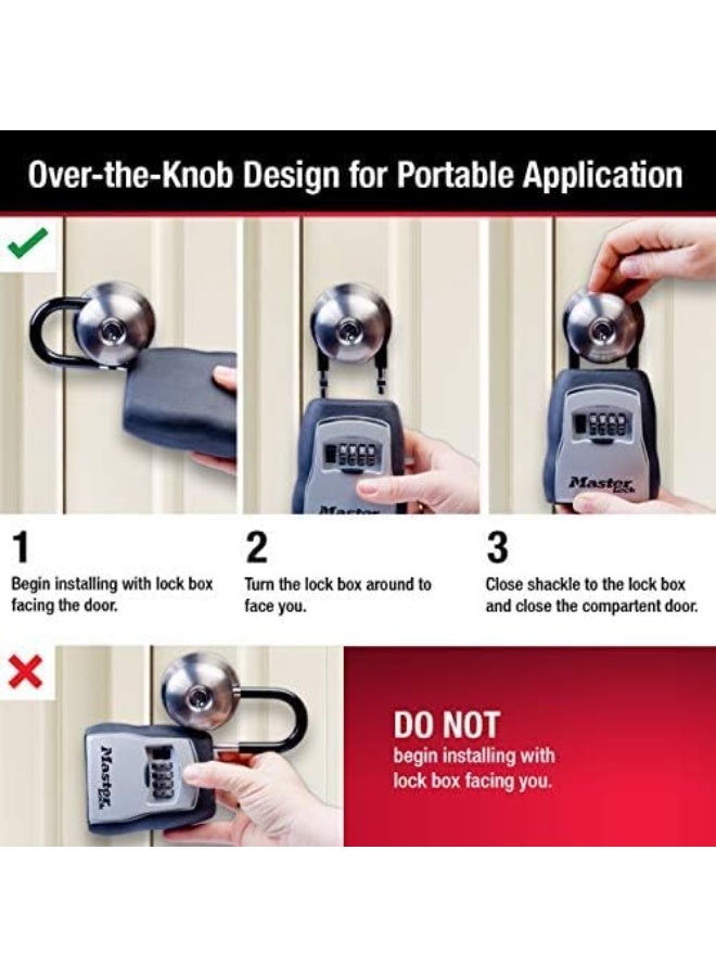 Master Lock Key Lock Box, Outdoor Lock Box for House Keys, Portable combination Lockbox Resettable Code, 5400EC, Black - Image 5